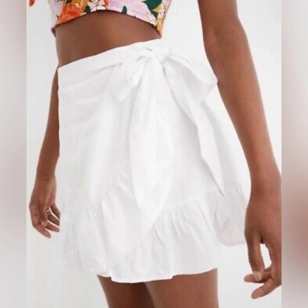 NWT Aerie Linen Blend Wrap Mini Skirt